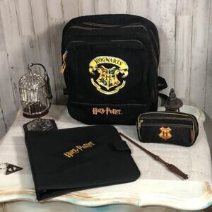 Harry Potter Denim Embroidered Backpack Pencil Bag and Used Notebook set of 3